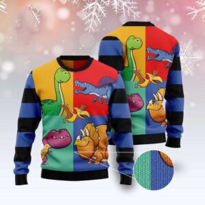 Dinosaur Color Ugly Christmas Sweater, Christmas Sweater,&hellip;