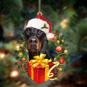 Doberman-Dogs give gifts Hanging Ornament, Christmas Ornament,…