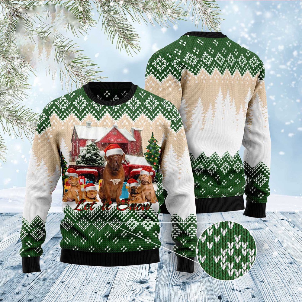 Dogue-De Bordeaux Let It Snow Ugly Christmas Sweater, Dog Ugly Christmas Sweater, Ugly Dog Sweaters Dogue-De Bordeaux Let It Snow Ugly Christmas Sweater, Dog Ugly Christmas Sweater, Ugly Dog Sweaters