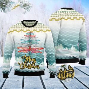 Dragonfly Color Christmas Tree Ugly Christmas Sweater,&hellip;