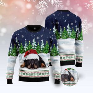Dreaming Rottweiler Under Snow Ugly Christmas Sweater,…