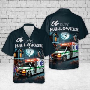 EMS Ambulance Halloween Hawaiian Shirt, Halloween Hawaiian…