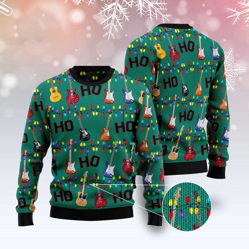 Electric Guitar Hohoho Ugly Christmas Sweater, Christmas Sweater, Ugly Sweater, Funny Xmas Sweaters