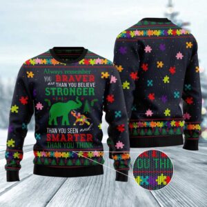 Elephant Autism Awareness Ugly Christmas Sweater, Christmas&hellip;