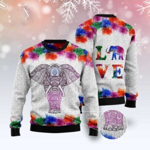 Elephant Mandala Color Ugly Christmas Sweater, Christmas&hellip;