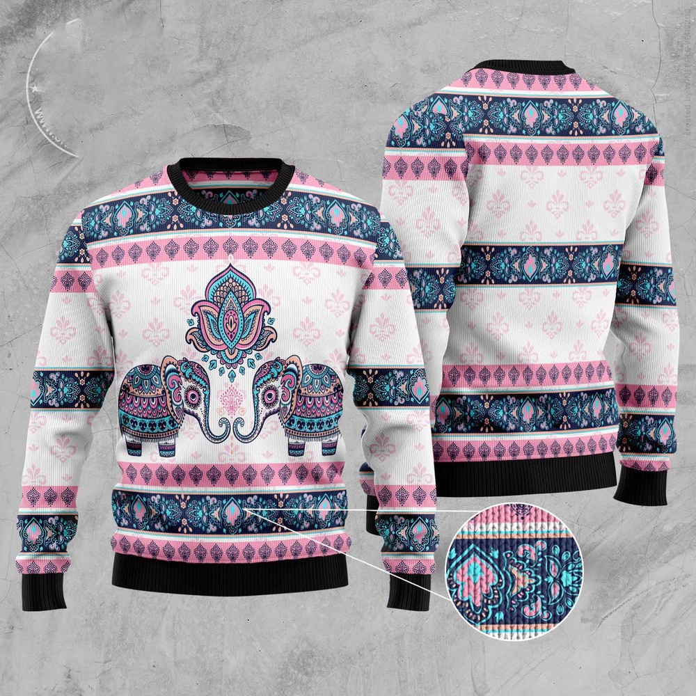 Elephant Mandala Ugly Christmas Sweater, Christmas Sweater, Ugly Sweater, Funny Xmas Sweaters