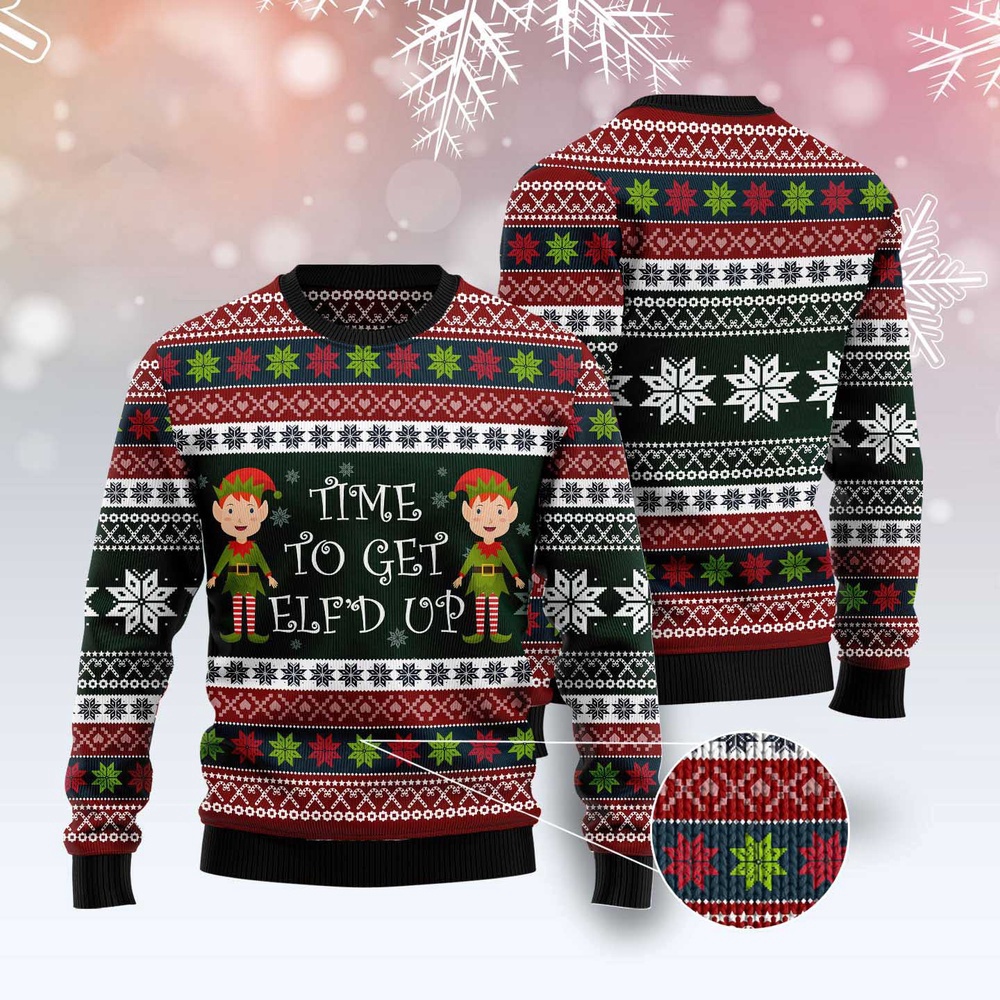 Elf Time Ugly Christmas Sweater, Christmas Sweater, Ugly Sweater, Funny Xmas Sweaters