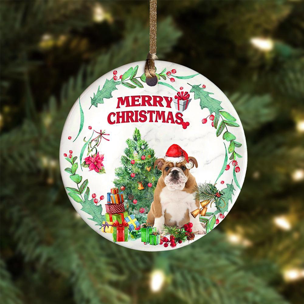 English-Bulldog Tree Merry Christmas Ornament, Christmas Ornament, Dog Ornament, Xmas Dog Ornaments English-Bulldog Tree Merry Christmas Ornament, Christmas Ornament, Dog Ornament, Xmas Dog Ornaments