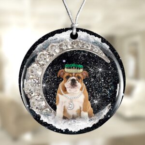 English-Bulldog With Crown Diamond Ornament, Christmas Ornament,…