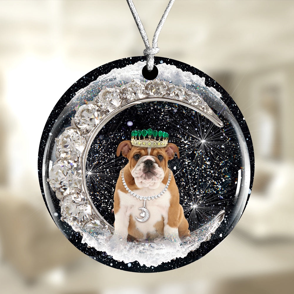 English-Bulldog With Crown Diamond Ornament, Christmas Ornament, Dog Ornament, Xmas Dog Ornaments English-Bulldog With Crown Diamond Ornament, Christmas Ornament, Dog Ornament, Xmas Dog Ornaments