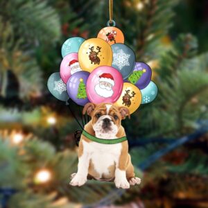 English Bulldog With Balloons Christmas Ornament, Christmas…