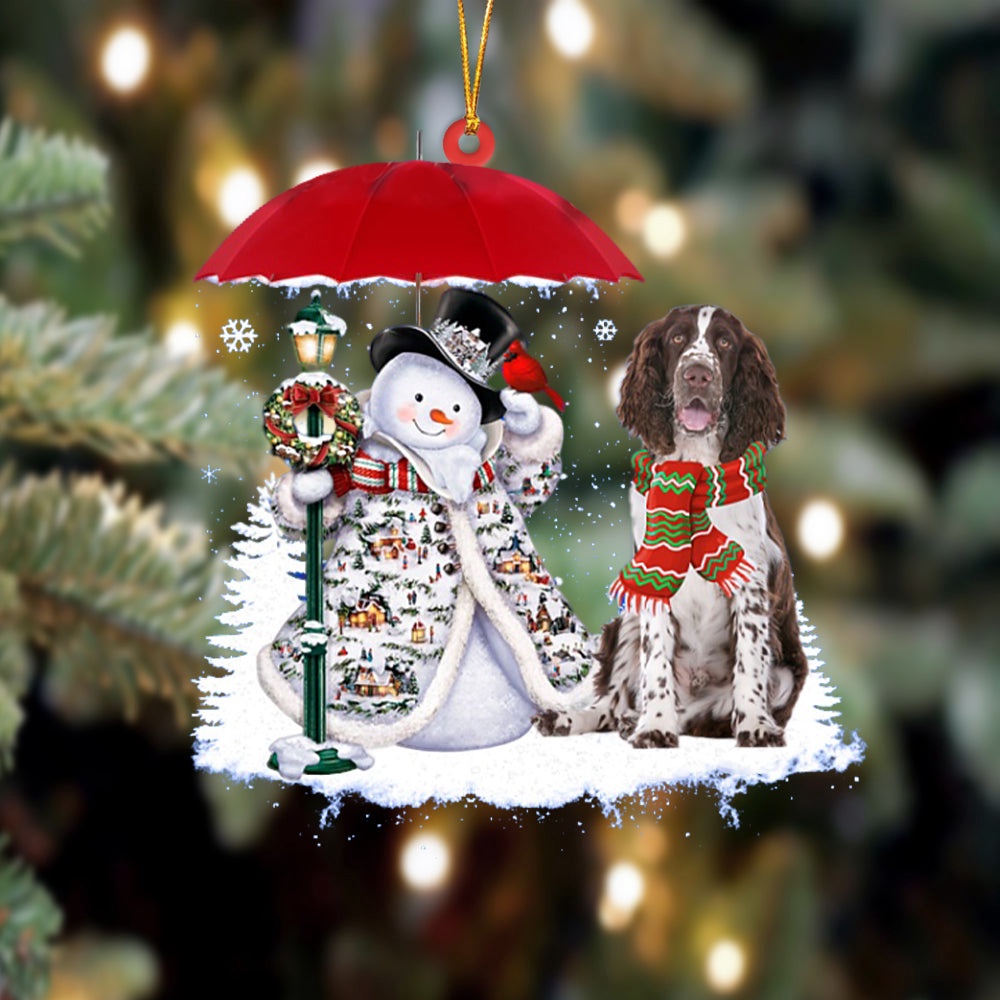 English Springer Spaniel With Snowman Christmas Ornament, Christmas Ornament, Dog Ornament, Xmas Dog Ornaments English Springer Spaniel With Snowman Christmas Ornament, Christmas Ornament, Dog Ornament, Xmas Dog Ornaments