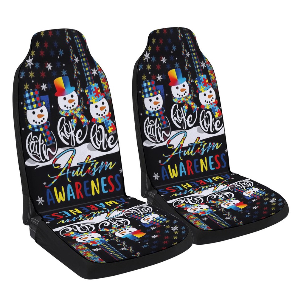Faith Hope Love Autism Awareness Snowman Christmas Seat Cover Cars, Christmas Car Seat Cover, Car Seat Cover Faith Hope Love Autism Awareness Snowman Christmas Seat Cover Cars, Christmas Car Seat Cover, Car Seat Cover