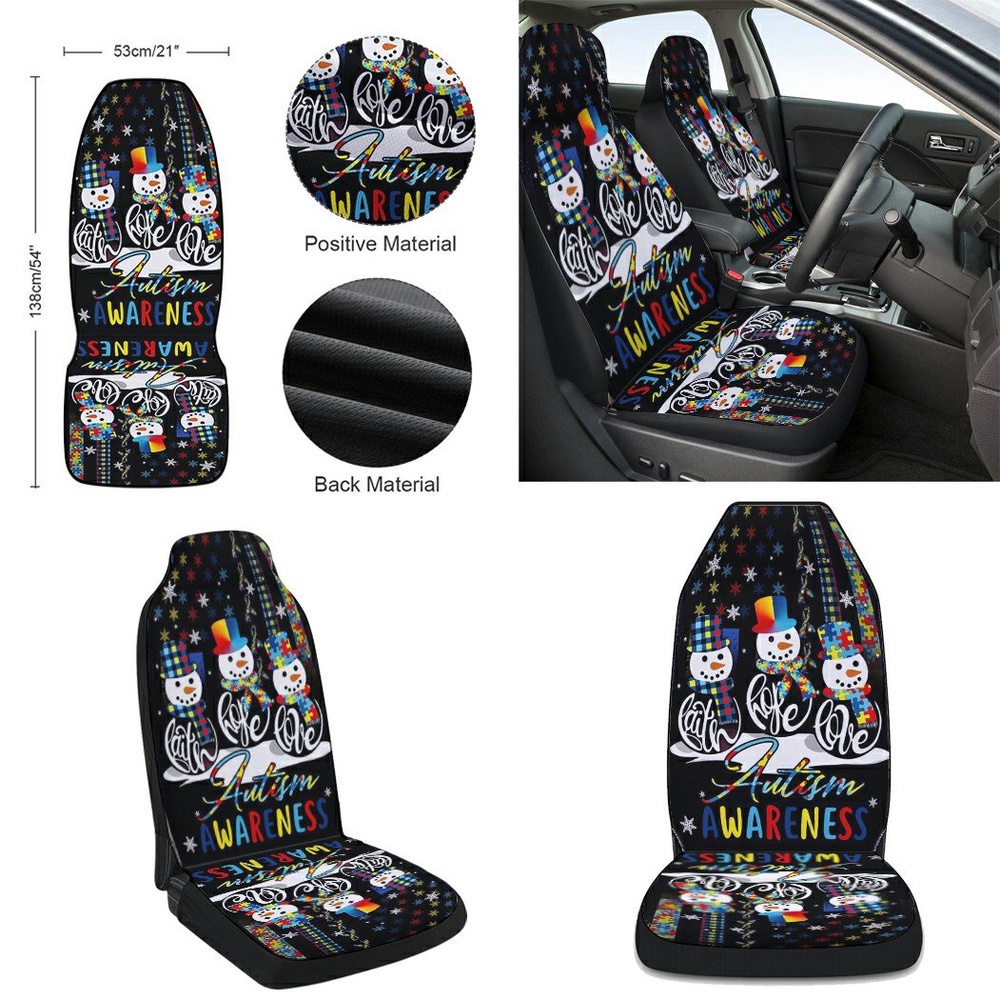 Faith Hope Love Autism Awareness Snowman Christmas Seat Cover Cars, Christmas Car Seat Cover, Car Seat Cover Faith Hope Love Autism Awareness Snowman Christmas Seat Cover Cars, Christmas Car Seat Cover, Car Seat Cover