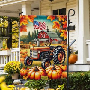 Fall Flag Fall Farm Tractor Pumpkins Flag,…