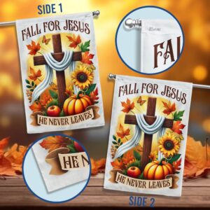 Fall Flag Fall For Jesus He Never Leaves Christian Cross Thanksgiving Flag Halloween Flag Halloween Garden Flags Halloween House Flags 3 aofgu2.jpg