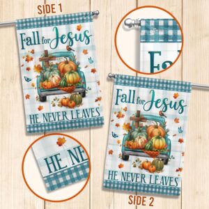 Fall Flag Fall For Jesus He Never Leaves Pumpkins Truck Thanksgiving Halloween Flag Halloween Flag Halloween Garden Flags Halloween House Flags 2 fllbmf.jpg