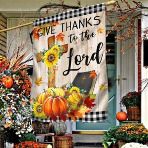 Fall Pumpkins Flag Give Thanks To The…