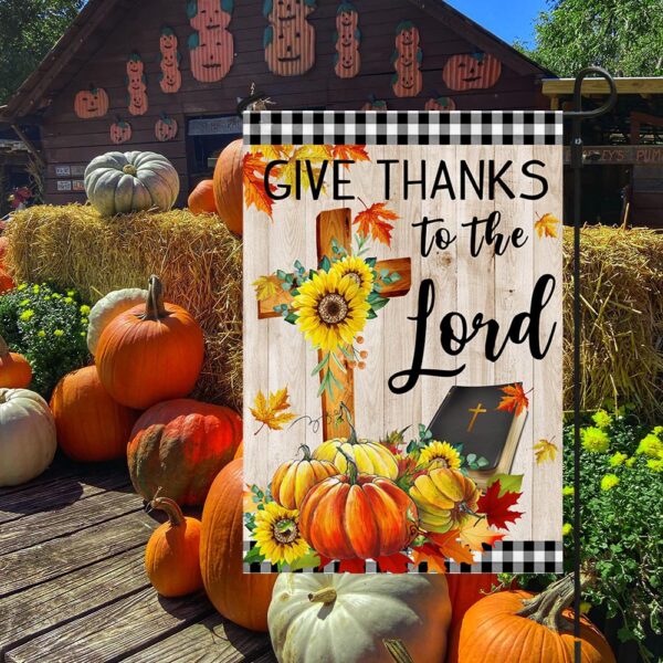 Fall Pumpkins Flag Give Thanks To The Lord Thanksgiving Halloween Flag, Halloween Flag, Halloween Garden Flags, Halloween House Flags