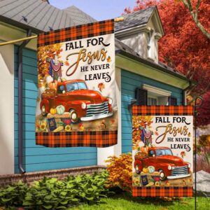 Fall Pumpkins Truck Flag Fall For Jesus He Never Leaves Halloween Thanksgiving Flag Halloween Flag Halloween Garden Flags Halloween House Flags 4 onygvh.jpg