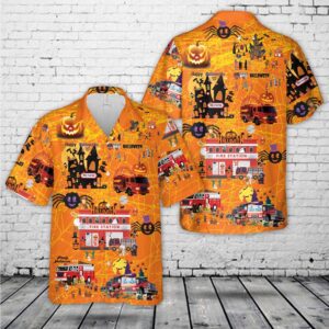 Firefighter Halloween Hawaiian Shirt, Halloween Hawaiian Shirt,…