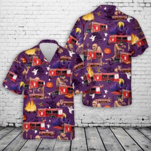 Firehouse Subs Halloween Hawaiian Shirt, Halloween Hawaiian Shirt, Horror Hawaiian Shirt