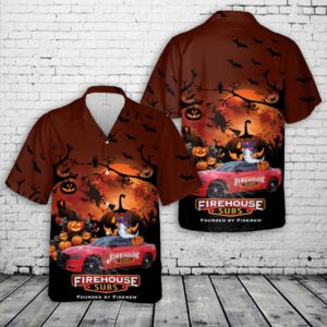 Firehouse Subs Halloween Hawaiian Shirts, Halloween Hawaiian Shirt, Horror Hawaiian Shirt