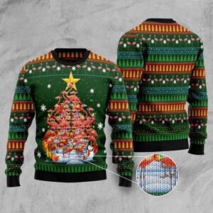 Flamingo Christmas Tree Snowman Ugly Christmas Sweater,&hellip;