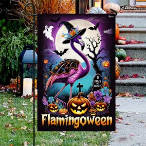 Flamingo Halloween Flamingoween Flag, Halloween Flag, Halloween Garden Flags, Halloween House Flags