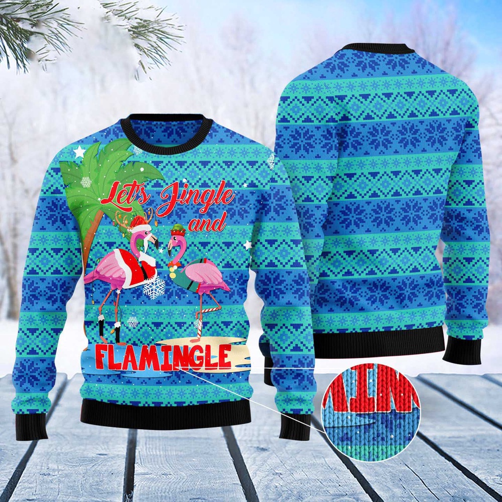 Flamingo Let’S Jingle Ugly Christmas Sweater, Christmas Sweater, Ugly Sweater, Funny Xmas Sweaters