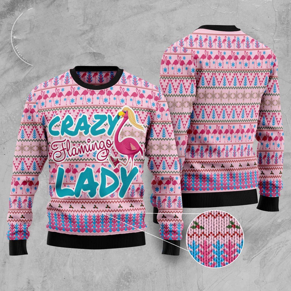 Flamingo Pink Flamingo Lady Ugly Christmas Sweater, Christmas Sweater, Ugly Sweater, Funny Xmas Sweaters