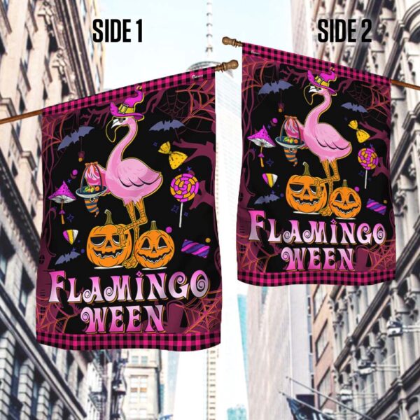 Flamingoween Trick Treat Halloween Flag, Halloween Flag, Halloween Garden Flags, Halloween House Flags