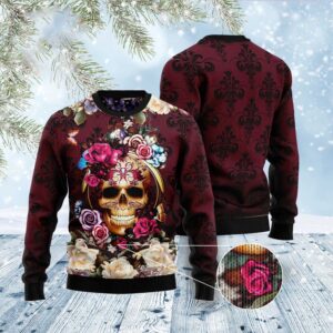 Flower Skull Ugly Christmas Sweater, Christmas Sweater,&hellip;
