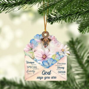 Fox-Terrier God Says You Ornament, Christmas Ornament,…