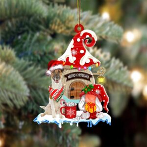 Fox-Terrier With Mushroom House Christmas Ornament, Christmas…