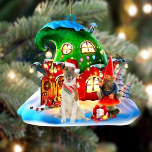 Fox Terrier With Rudolph’s House Christmas Ornament,…