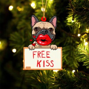 French-Bulldog2 Free Kiss Christmas Ornament, Christmas Ornament,…
