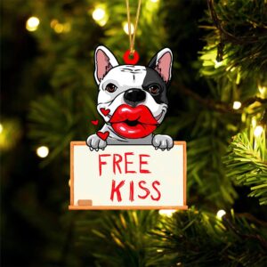 French-Bulldog Free Kiss Christmas Ornament, Christmas Ornament,…