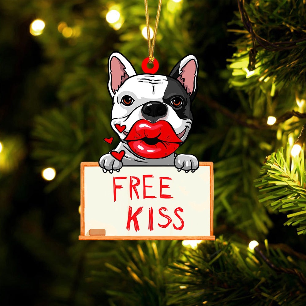 French-Bulldog Free Kiss Christmas Ornament, Christmas Ornament, Dog Ornament, Xmas Dog Ornaments French-Bulldog Free Kiss Christmas Ornament, Christmas Ornament, Dog Ornament, Xmas Dog Ornaments