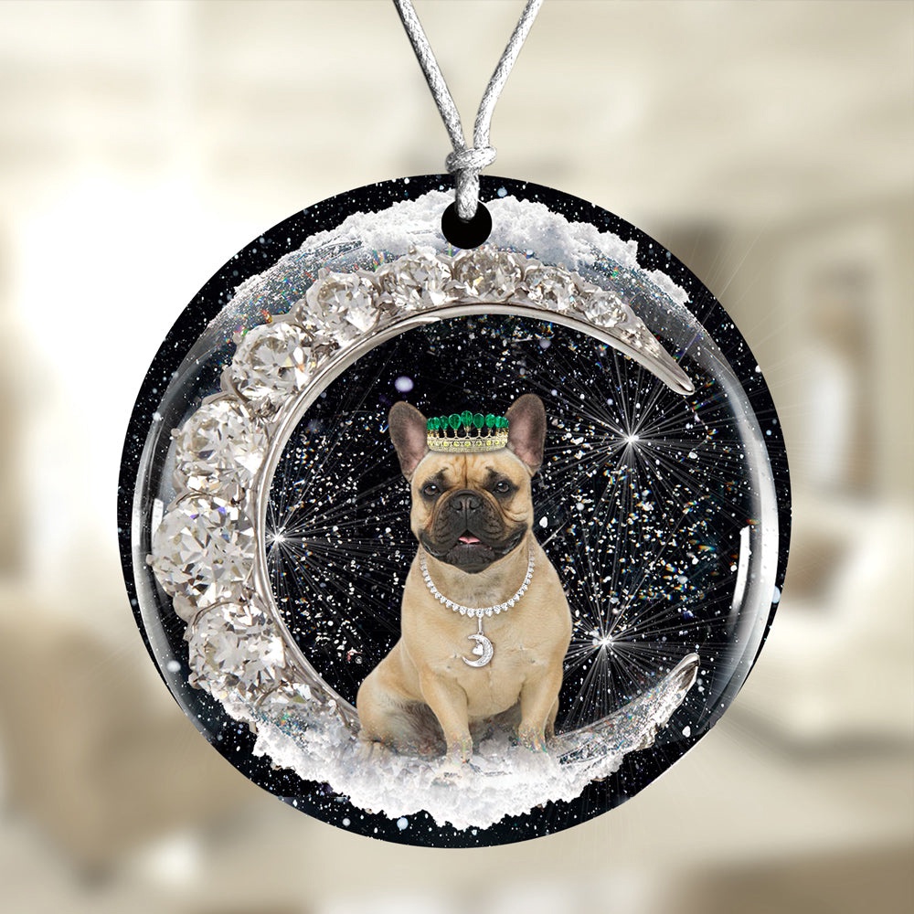French-Bulldog With Crown Diamond Ornament, Christmas Ornament, Dog Ornament, Xmas Dog Ornaments