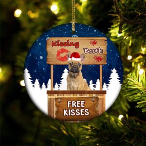 French Bulldog 2 Kissing Booth Christmas Ornament,…