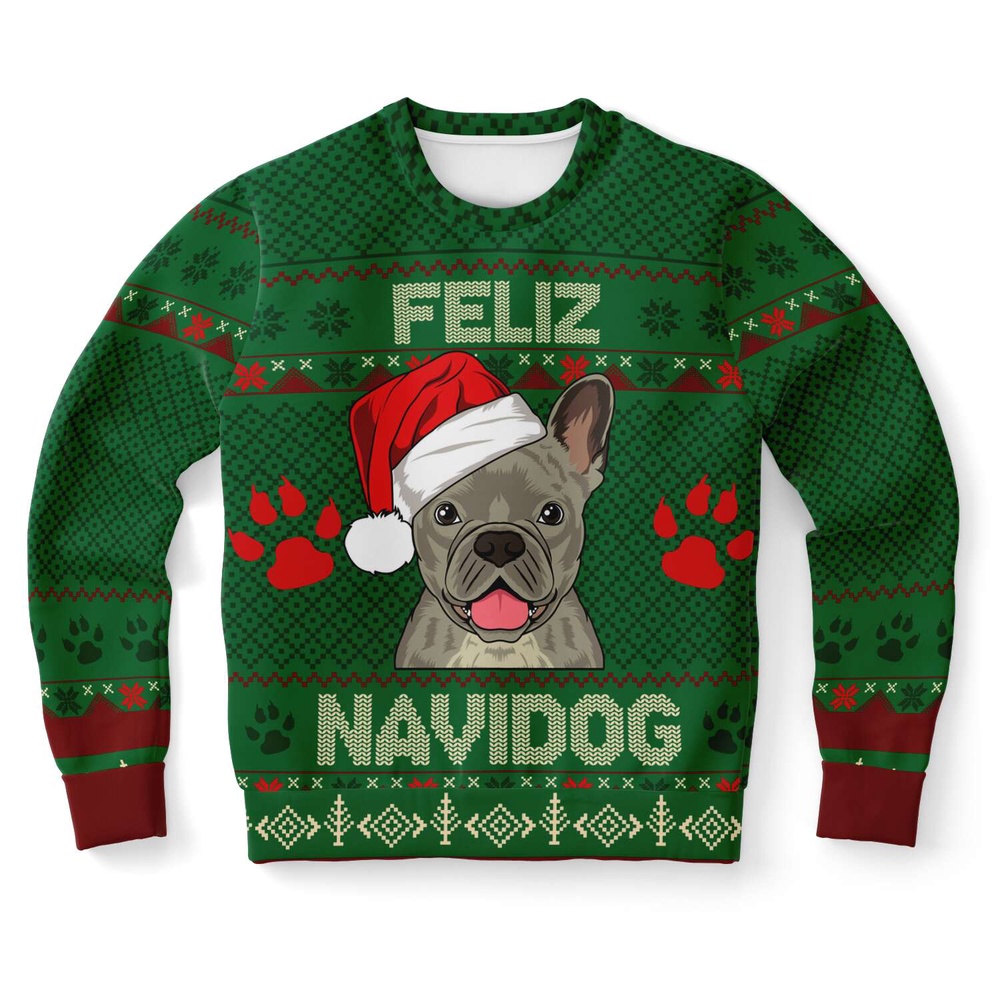 French Bulldog Feliz Navidog Ugly Christmas Sweater, Christmas Sweater, Ugly Sweater, Funny Xmas Sweaters