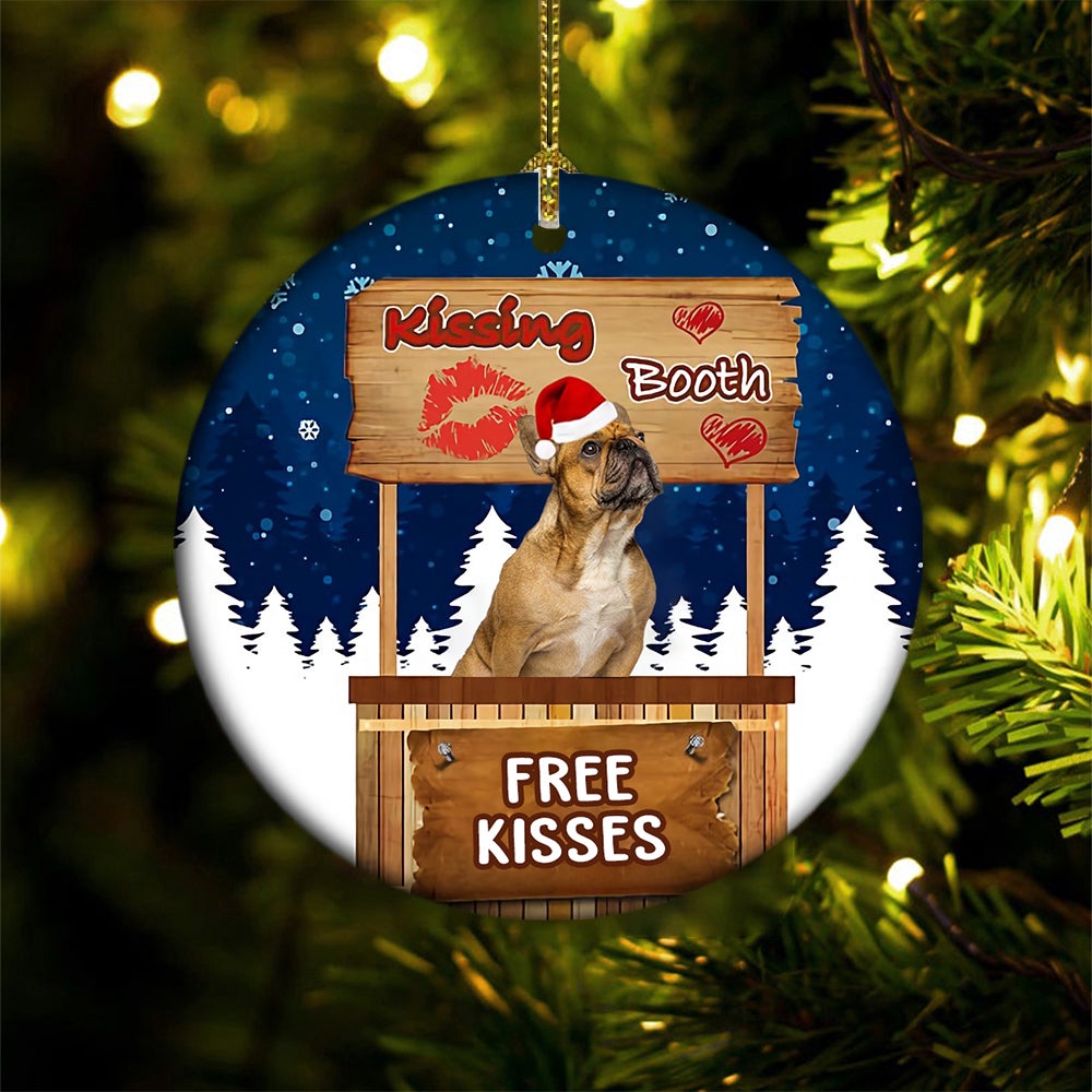 French Bulldog Kissing Booth Christmas Ornament, Christmas Ornament, Dog Ornament, Xmas Dog Ornaments French Bulldog Kissing Booth Christmas Ornament, Christmas Ornament, Dog Ornament, Xmas Dog Ornaments