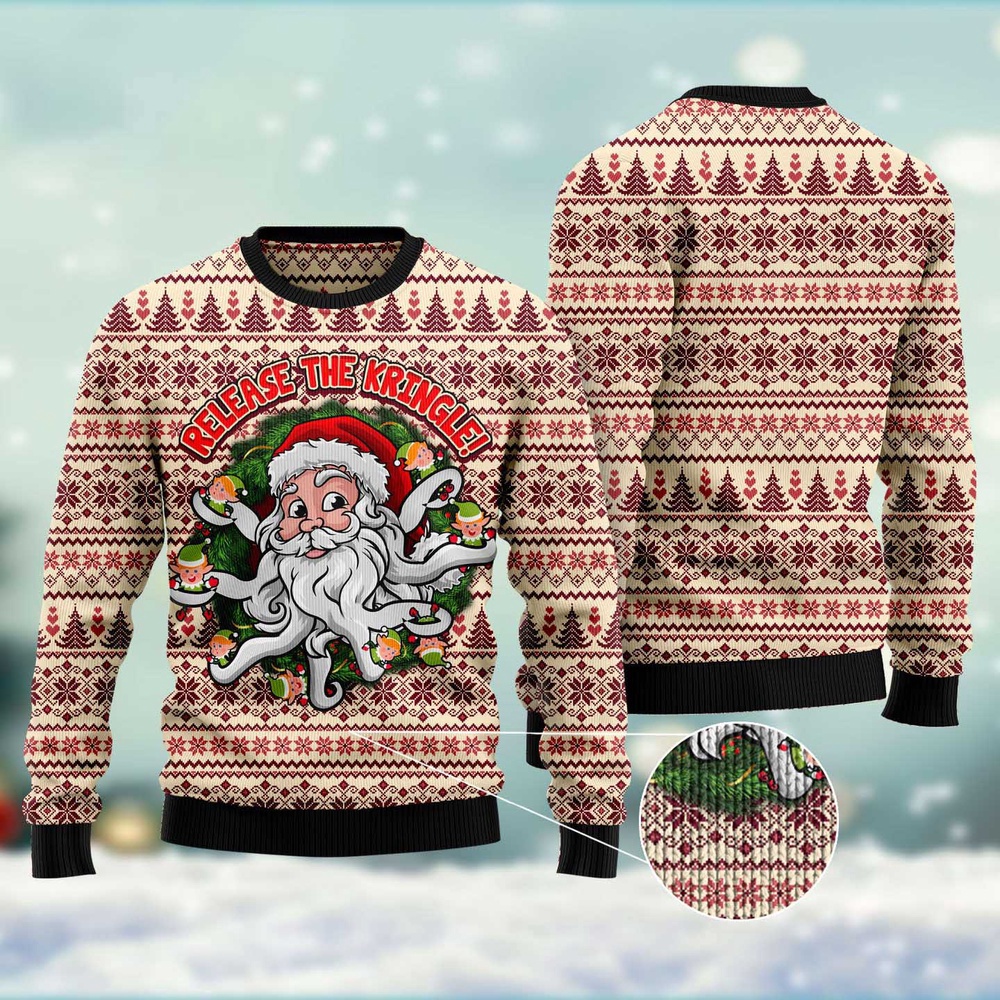 Funny Santa Claus Release The Kringle Ugly Christmas Sweater, Christmas Sweater, Ugly Sweater, Funny Xmas Sweaters Funny Santa Claus Release The Kringle Ugly Christmas Sweater, Christmas Sweater, Ugly Sweater, Funny Xmas Sweaters