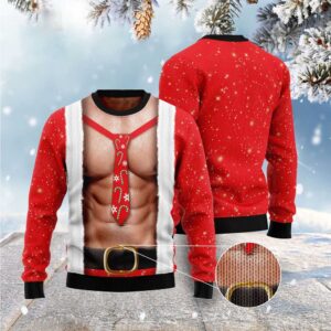 Funny Six Pack Muscle Ugly Christmas Sweater,…