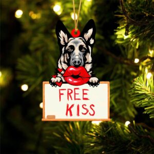 German-Shepherd Free Kiss Christmas Ornament, Christmas Ornament,…