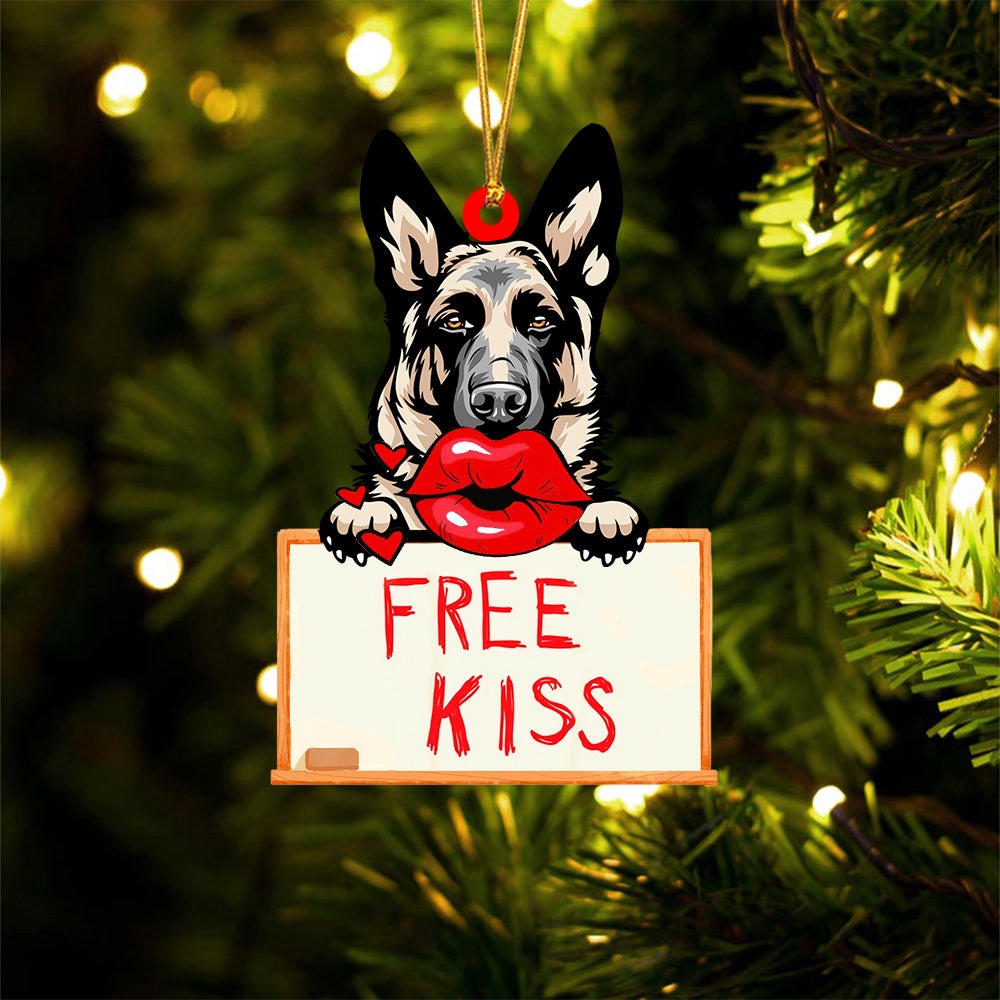 German-Shepherd Free Kiss Christmas Ornament, Christmas Ornament, Dog Ornament, Xmas Dog Ornaments German-Shepherd Free Kiss Christmas Ornament, Christmas Ornament, Dog Ornament, Xmas Dog Ornaments