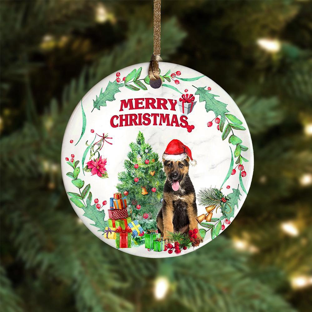 German-Shepherd Tree Merry Christmas Ornament, Christmas Ornament, Dog Ornament, Xmas Dog Ornaments