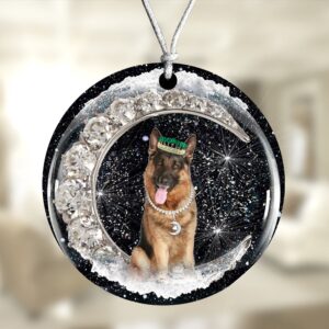 German-shepherd-2 With Crown Diamond Ornament, Christmas Ornament,…
