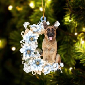 German Shepherd Flowers Moon Ornament, Christmas Ornament,…